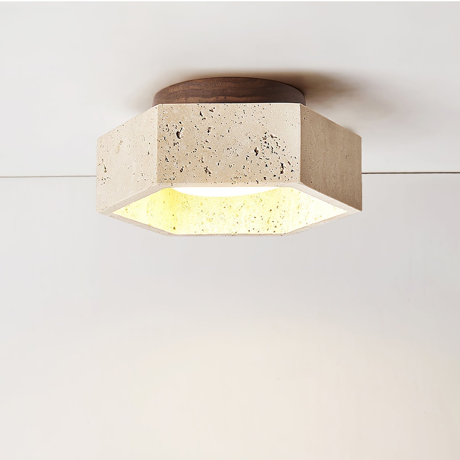 Hexara Travertine Hexagonal Ceiling Light - Neutralighting