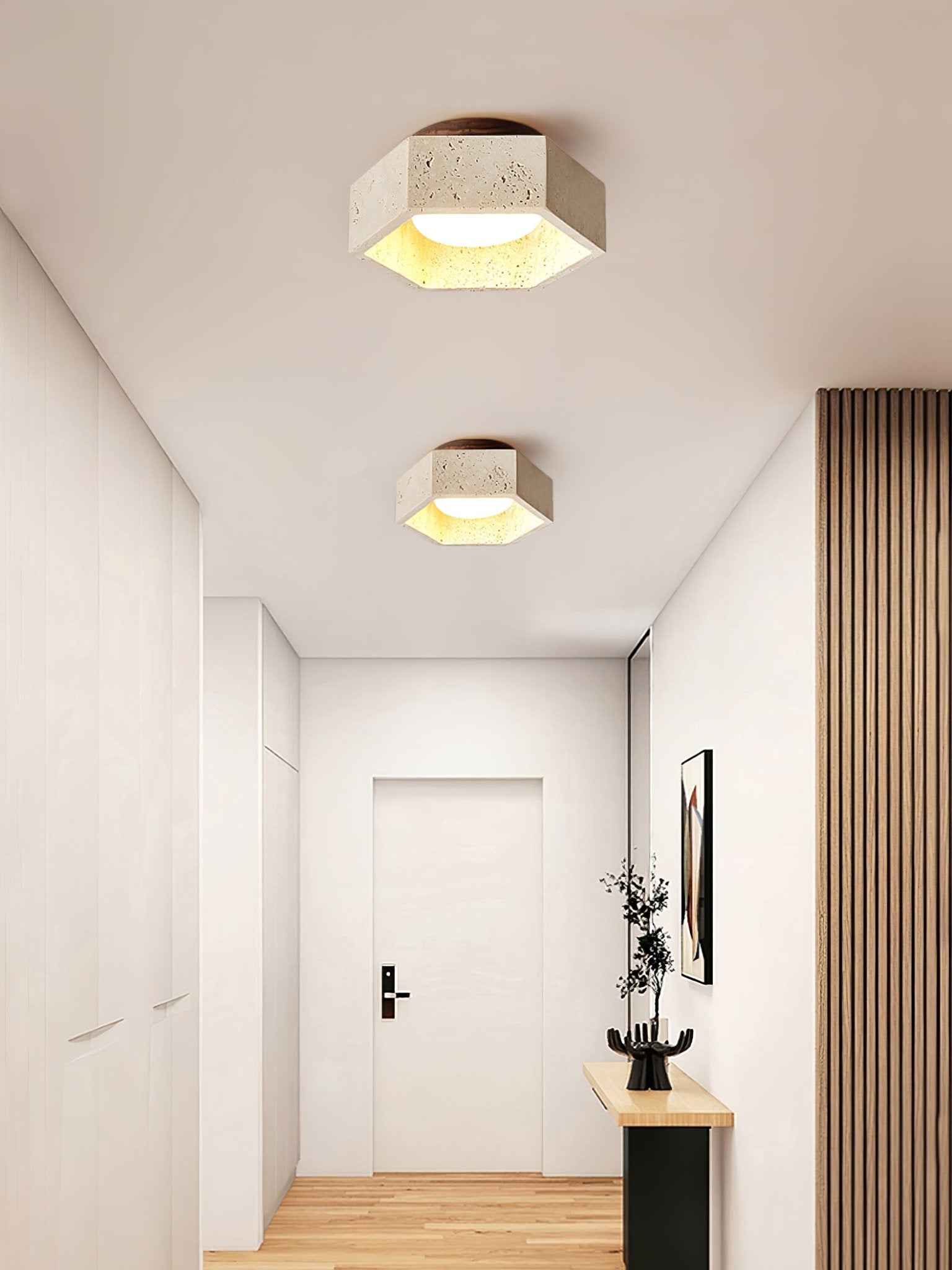 Hexara Travertine Hexagonal Ceiling Light - Neutralighting