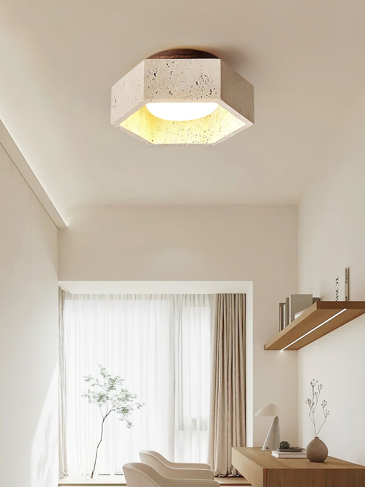 Hexara Travertine Hexagonal Ceiling Light - Neutralighting