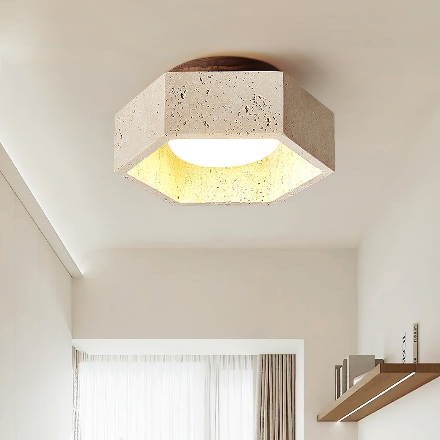 Hexara Travertine Hexagonal Ceiling Light - Neutralighting