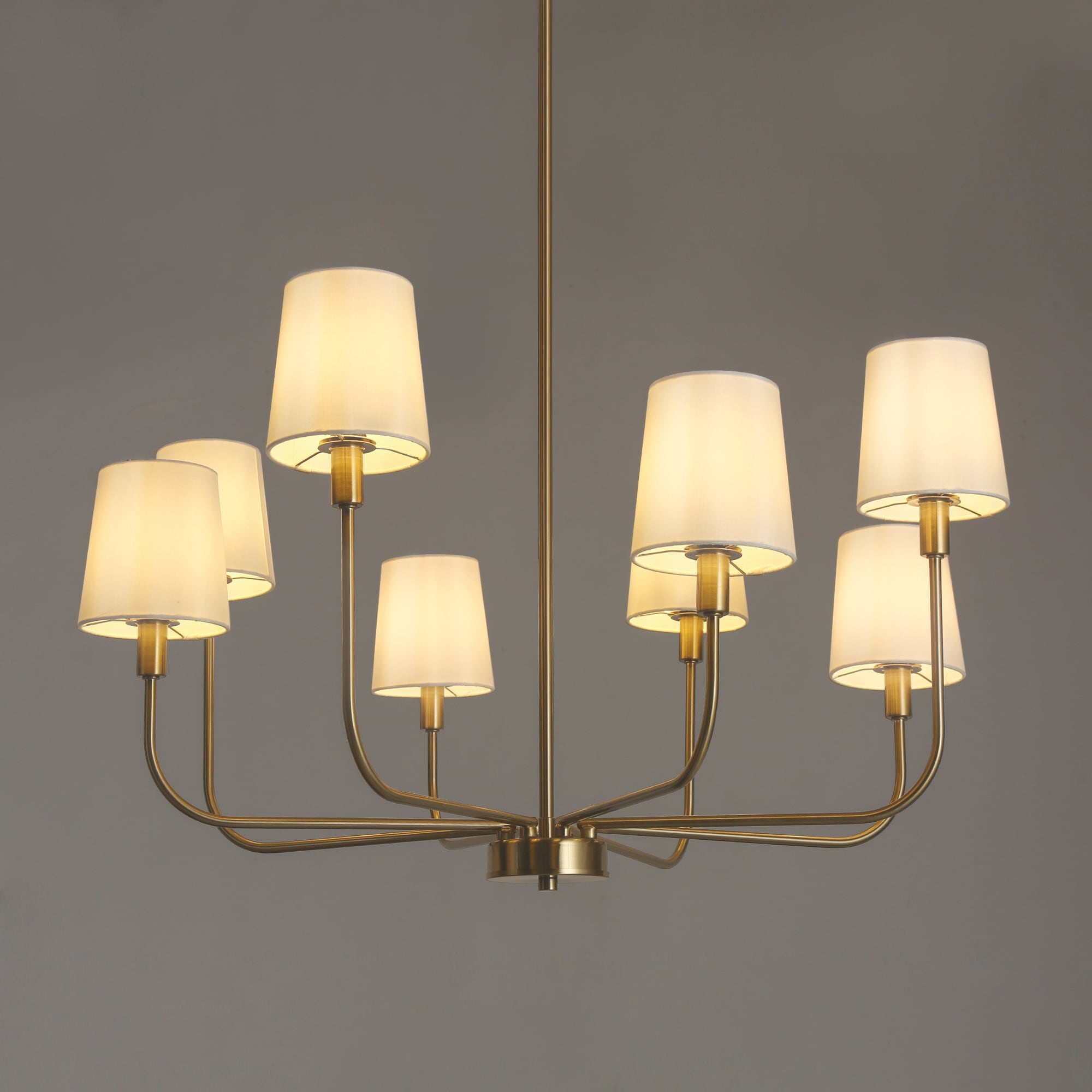 Nysilan Industrieller Vintage Kronleuchter aus Messing mit Stoffbezug-Letslighting