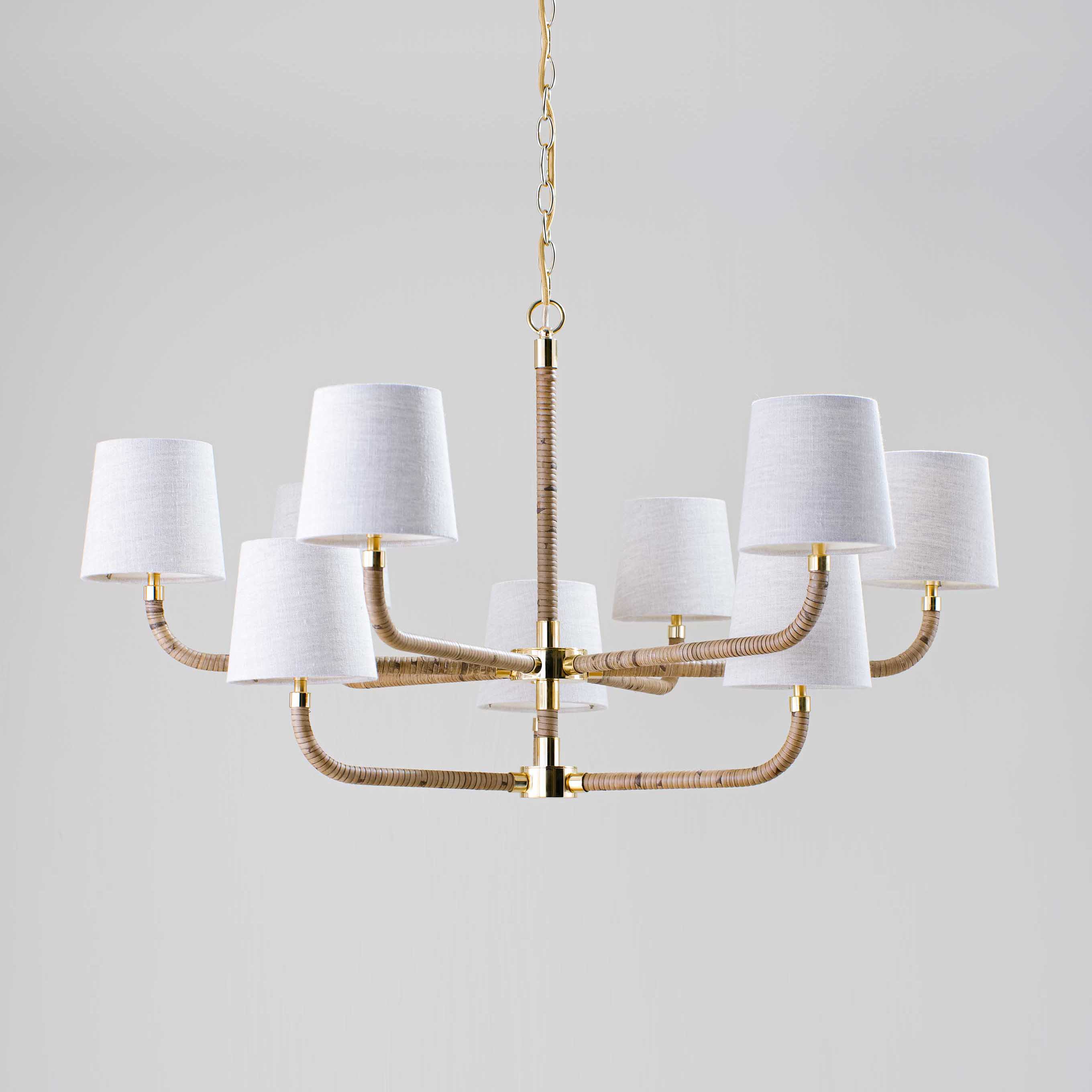 Avdoria Vintage Industrieller Holden-Rattan Gold Stoff-Kronleuchter-Letslighting