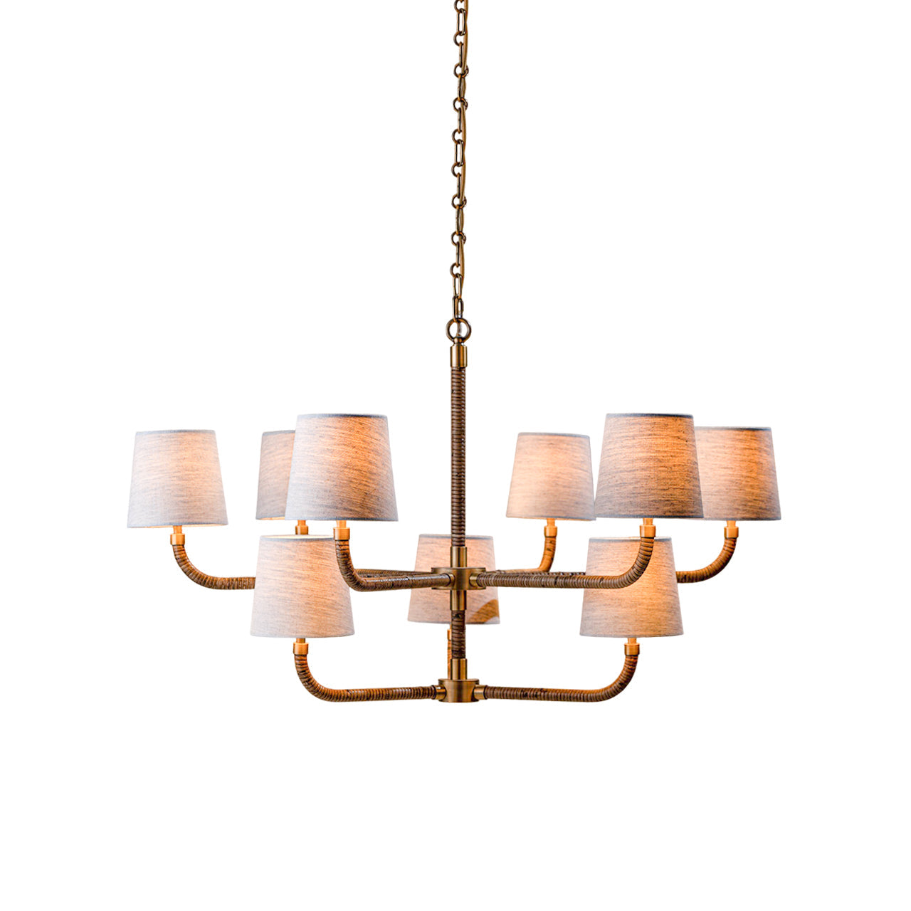 Avdoria Vintage Industrieller Holden-Rattan Gold Stoff-Kronleuchter-Letslighting