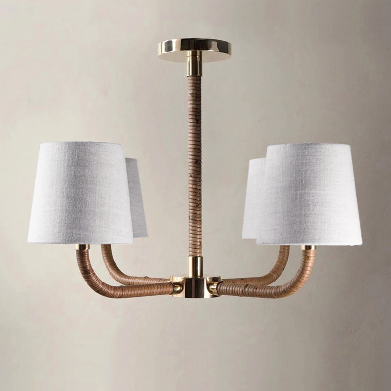 Avdoria Vintage Industrieller Holden-Rattan Gold Stoff-Kronleuchter-Letslighting