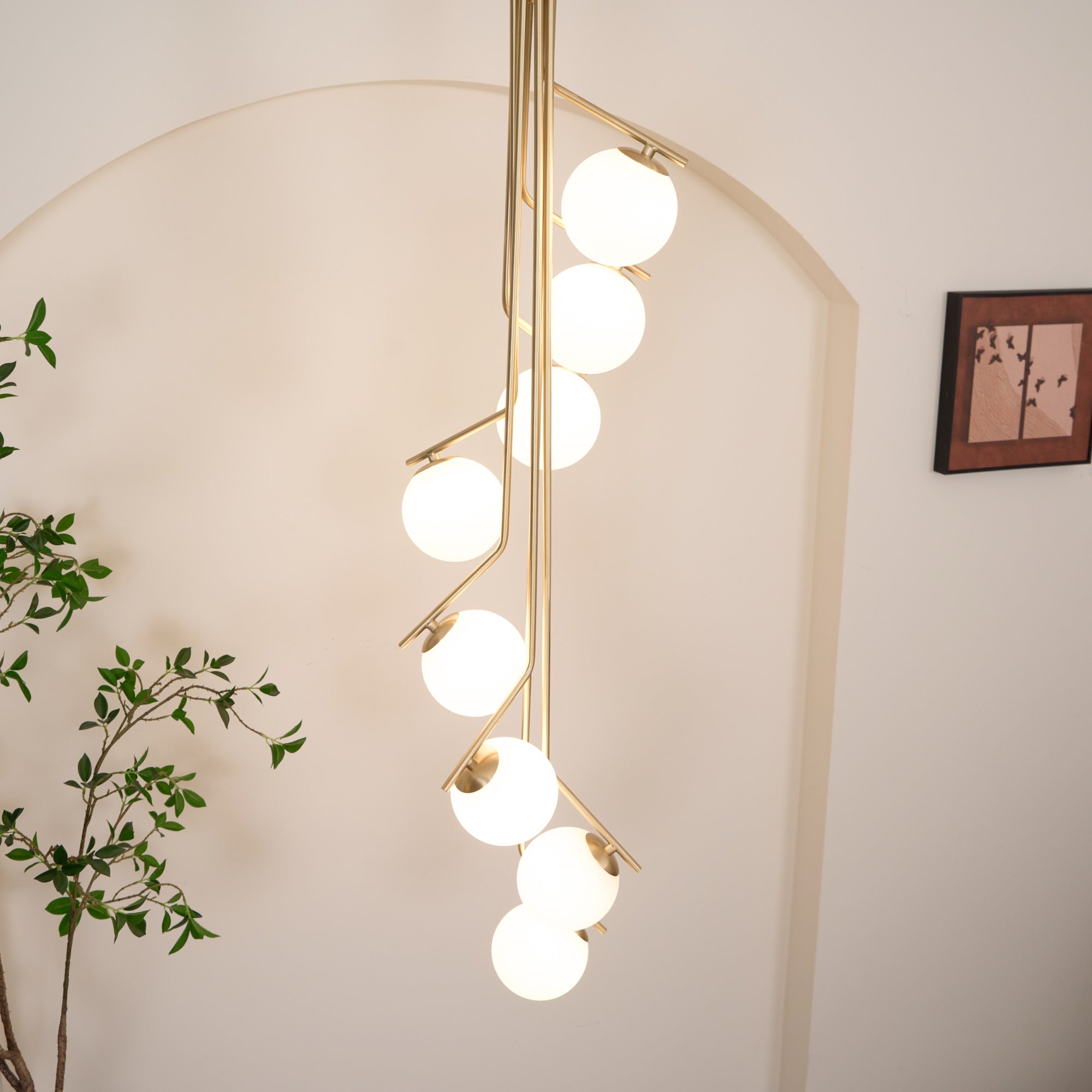 Lustra Kronleuchter Gold Zweig Globus LED-Letslighting