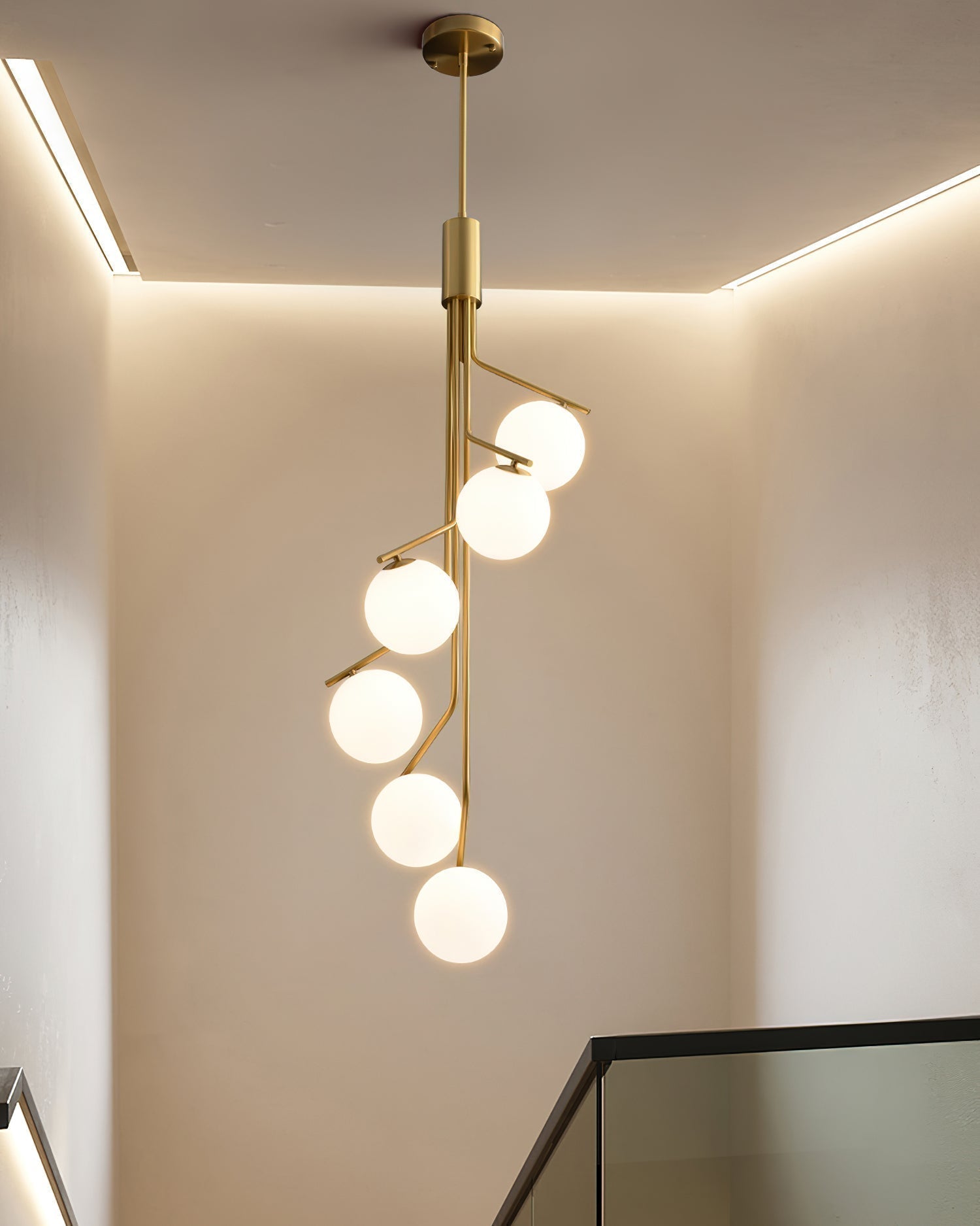 Lustra Kronleuchter Gold Zweig Globus LED-Letslighting