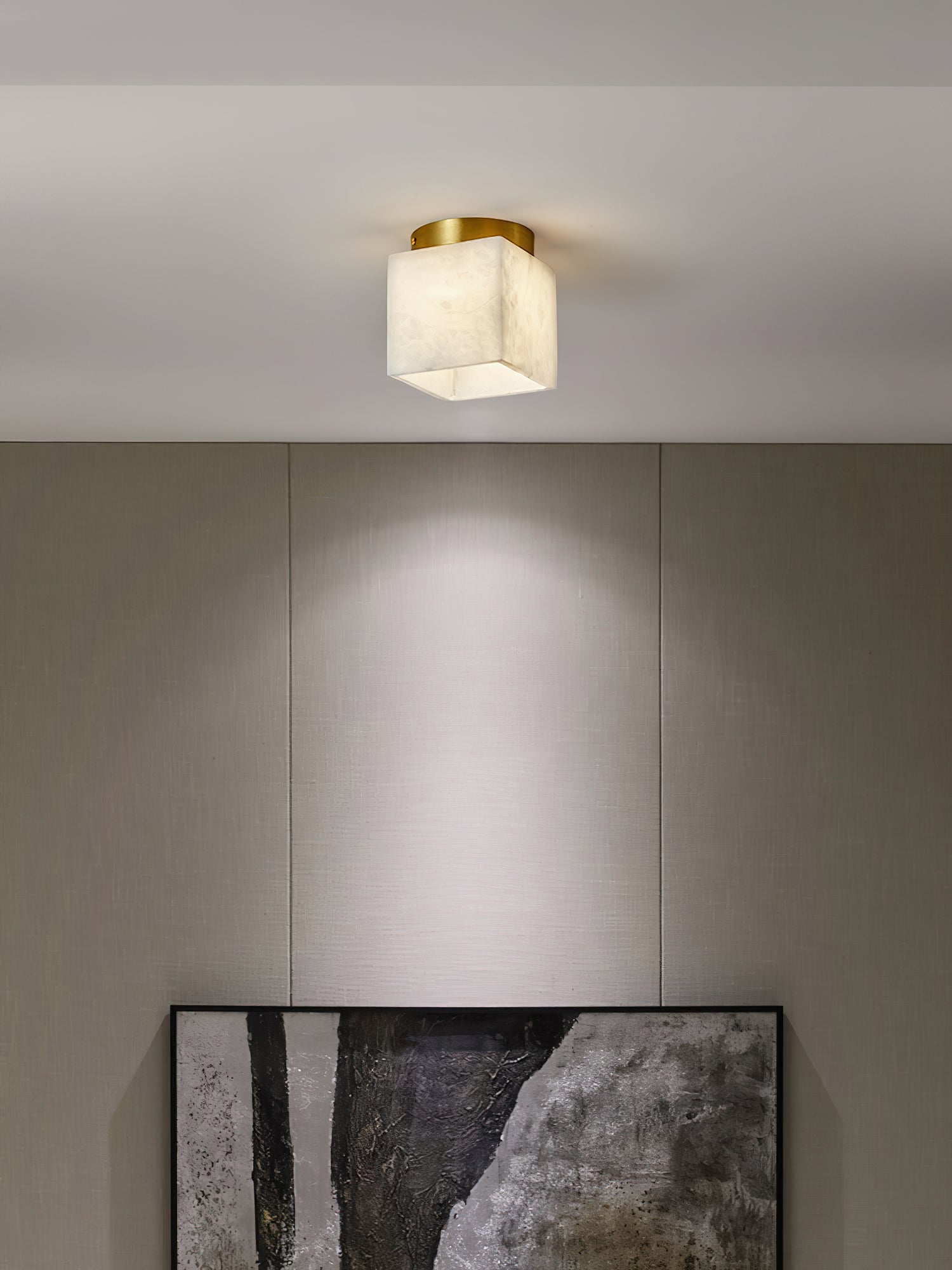 Usilia Modern Minimalist Brass Alabaster Ceiling Light - Letslighting