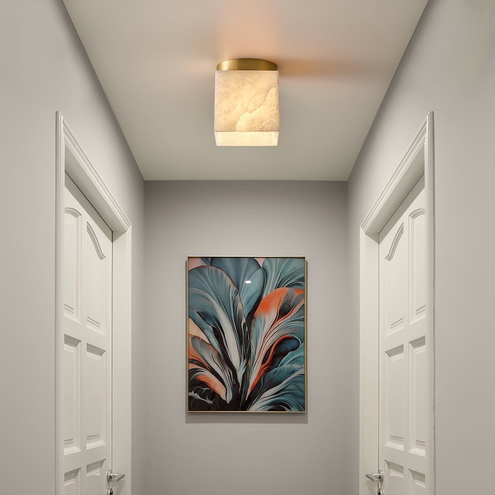 Usilia Modern Minimalist Brass Alabaster Ceiling Light - Letslighting