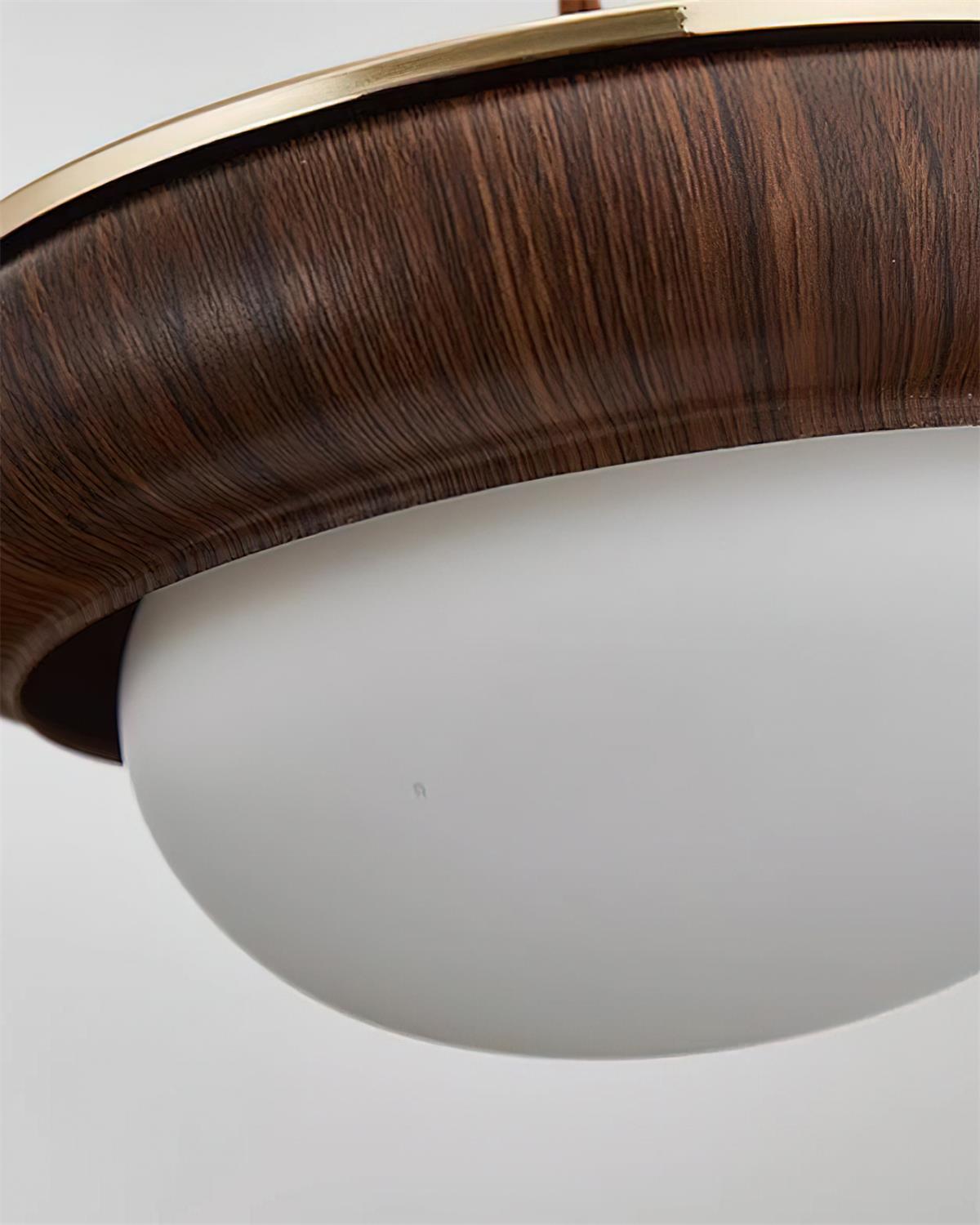 Quillon Pendelleuchte Modern Holzring Mattglas Kugelschirm-Letslighting