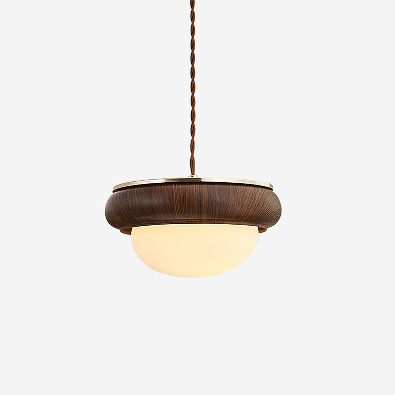 Quillon Pendelleuchte Modern Holzring Mattglas Kugelschirm-Letslighting