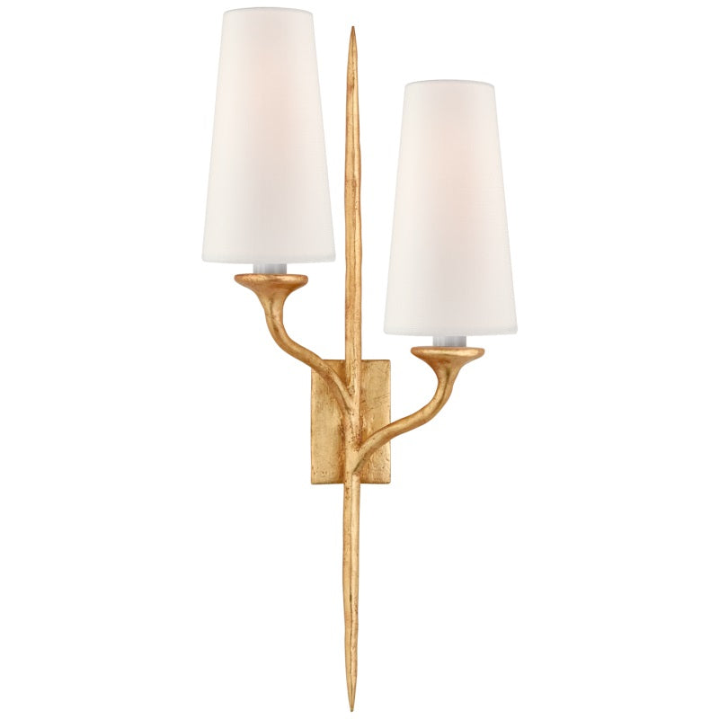 Velirara Industrielle Vintage Wandleuchte aus Messing mit Stoffbezug-Letslighting