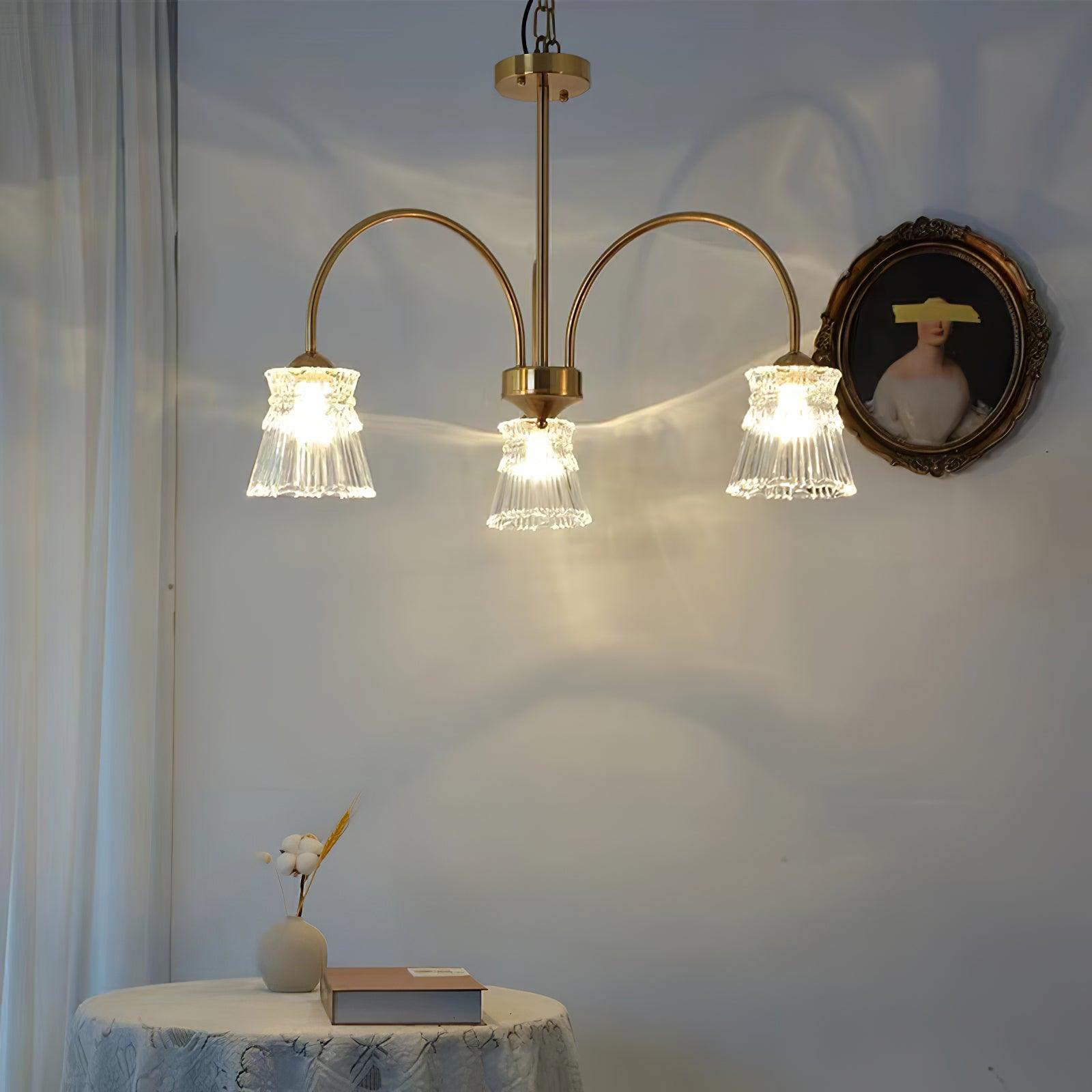 Lustra Kronleuchter Kristallglas Gold Midcentury-Letslighting
