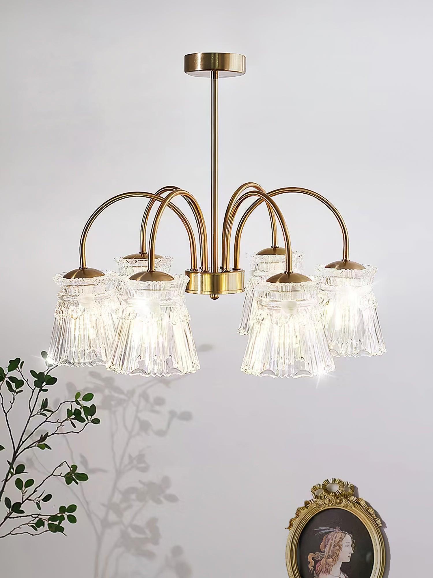 Lustra Kronleuchter Kristallglas Gold Midcentury-Letslighting