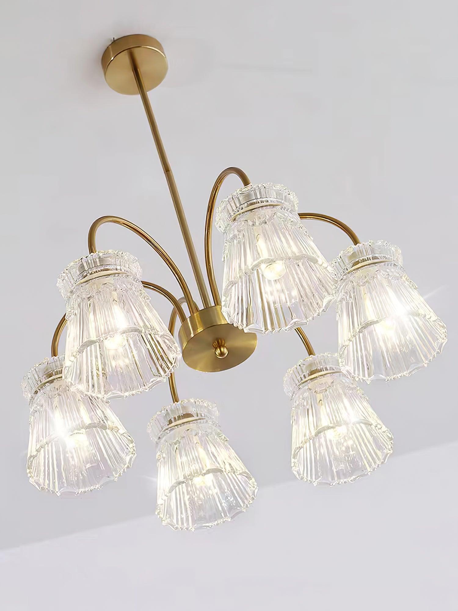 Lustra Kronleuchter Kristallglas Gold Midcentury-Letslighting
