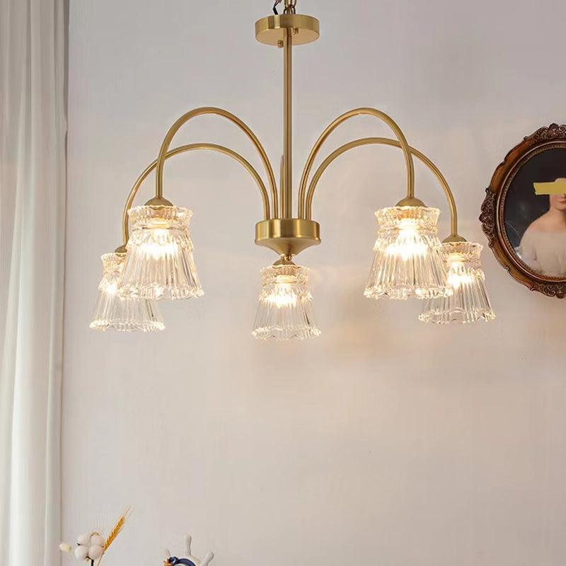 Lustra Kronleuchter Kristallglas Gold Midcentury-Letslighting