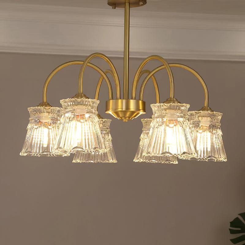 Lustra Kronleuchter Kristallglas Gold Midcentury-Letslighting