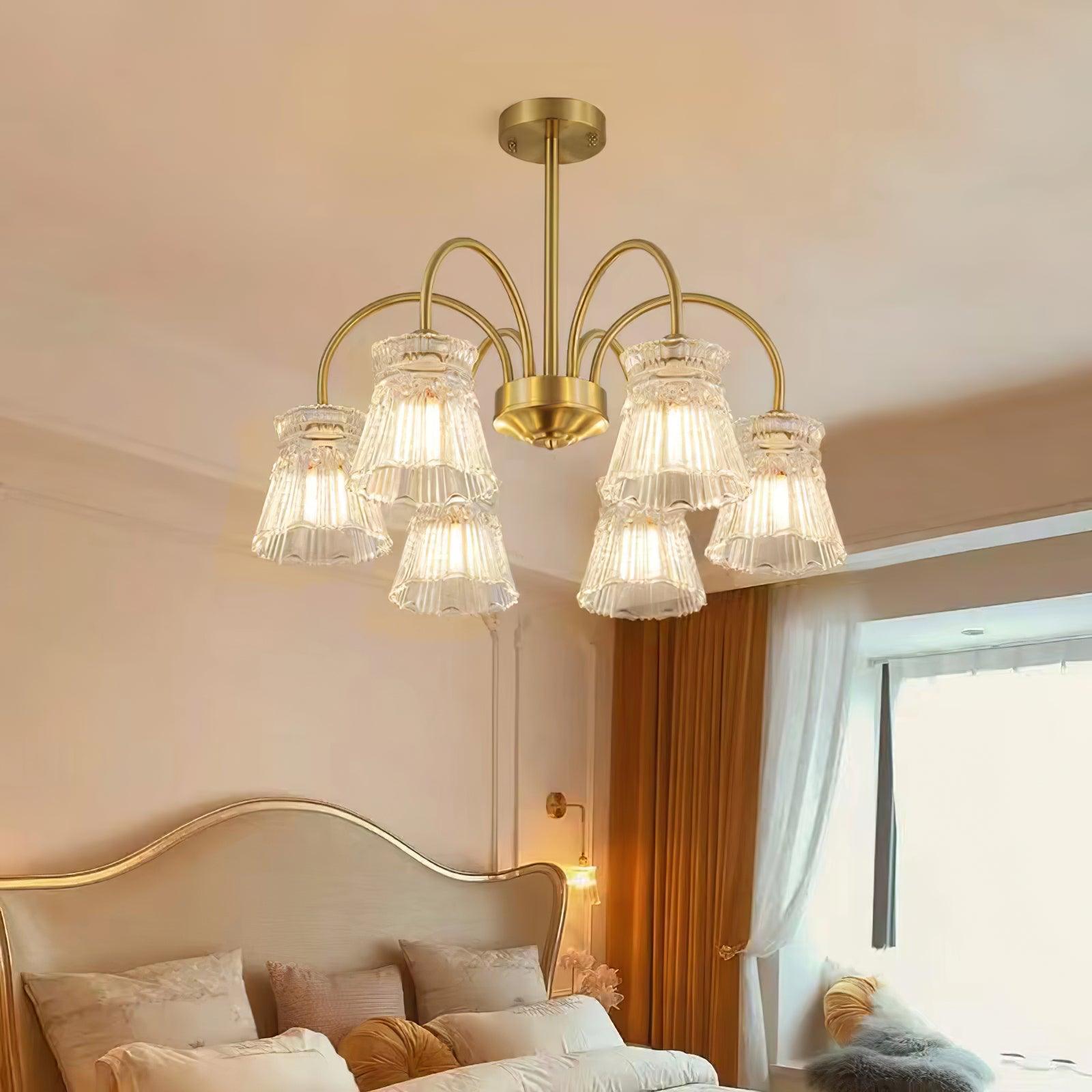 Lustra Kronleuchter Kristallglas Gold Midcentury-Letslighting