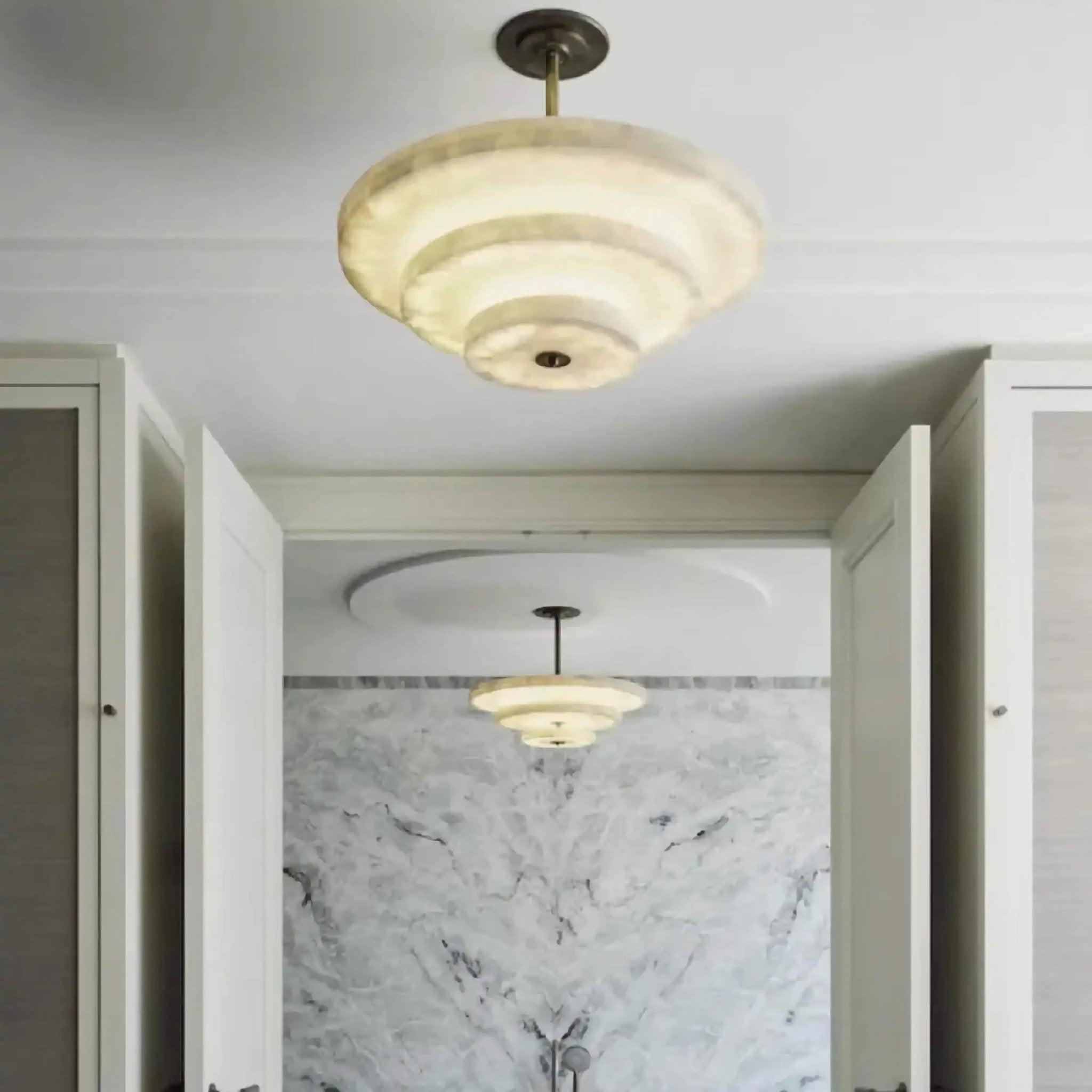Liora Minimalist Alabaster Pendant Light Chandelier - Neutralighting