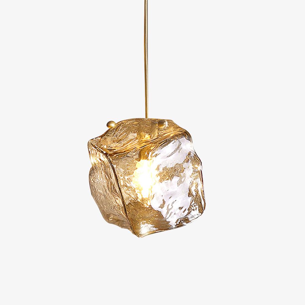Ice Glas-Pendelleuchte aus Messing