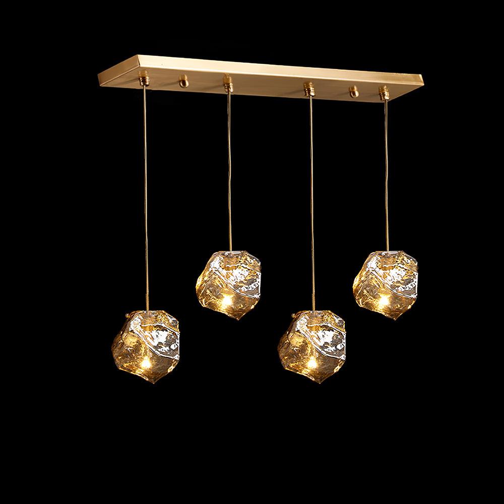 Ice Glas-Pendelleuchte aus Messing