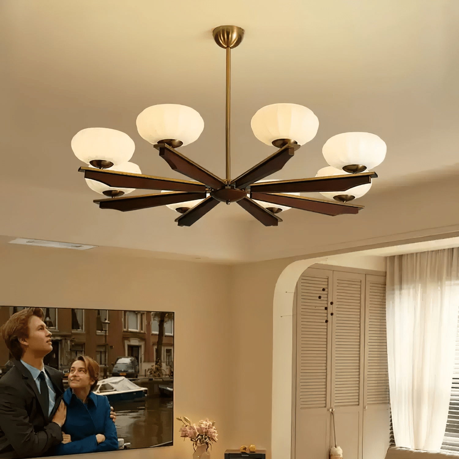 Uzoror Traditioneller Eleganter Kronleuchter aus Vintage-Holz-Letslighting