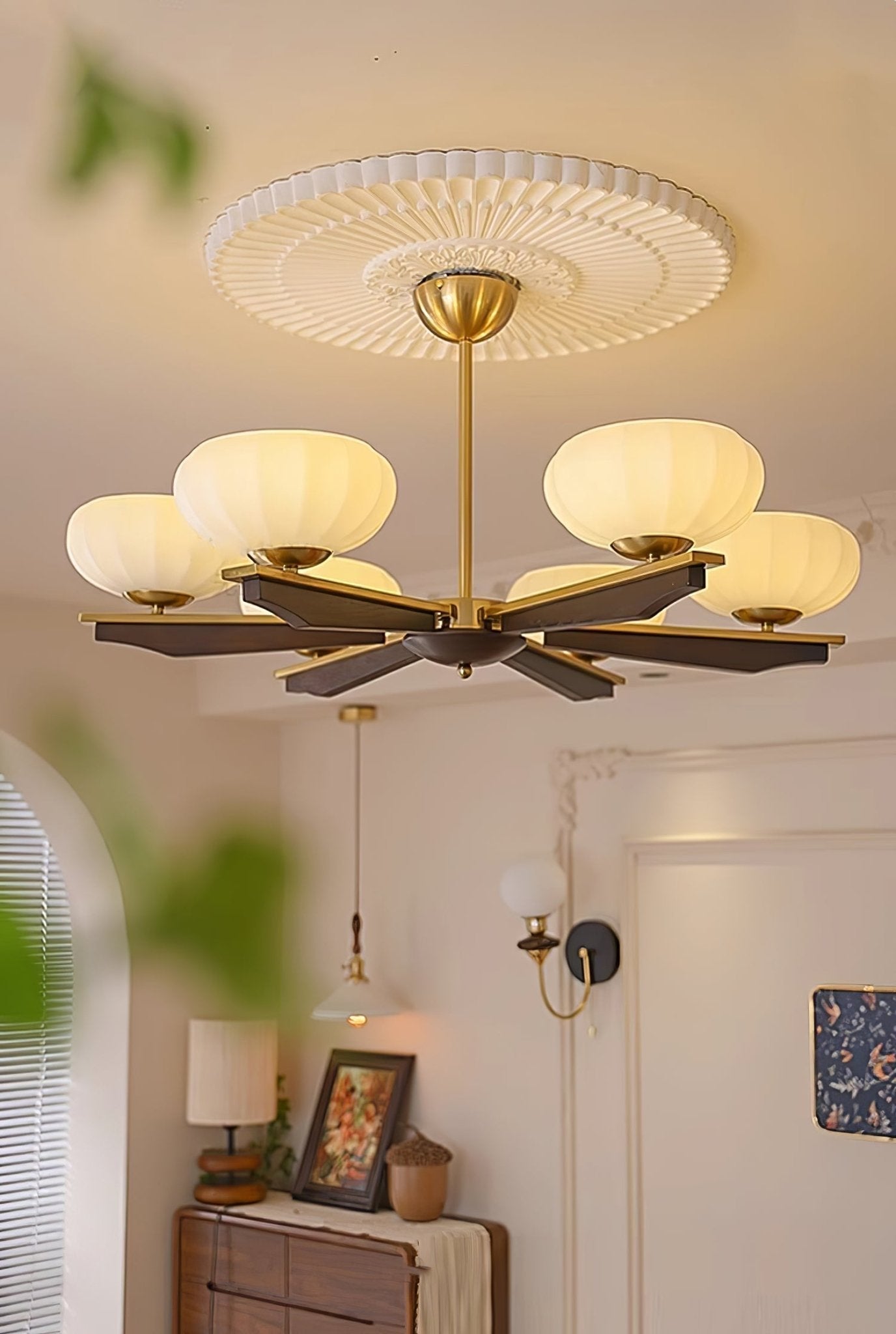Uzoror Traditioneller Eleganter Kronleuchter aus Vintage-Holz-Letslighting