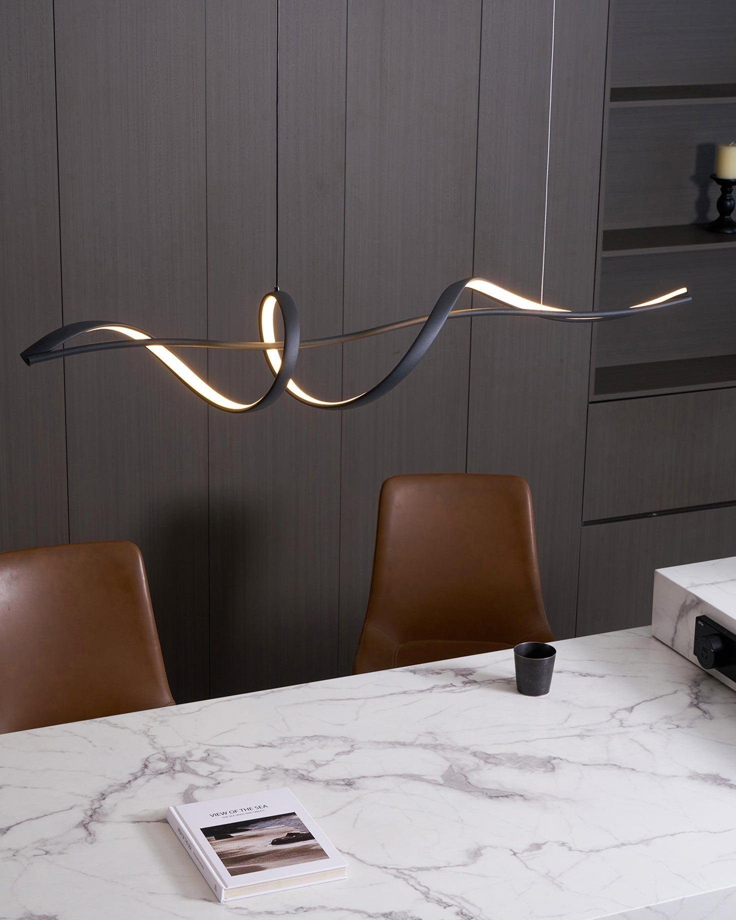 Aveline Moderne Schwarze LED Wellen-Pendelleuchte-Letslighting