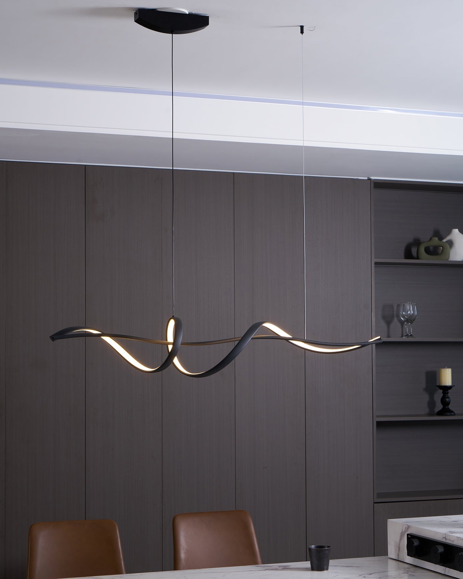 Aveline Moderne Schwarze LED Wellen-Pendelleuchte-Letslighting