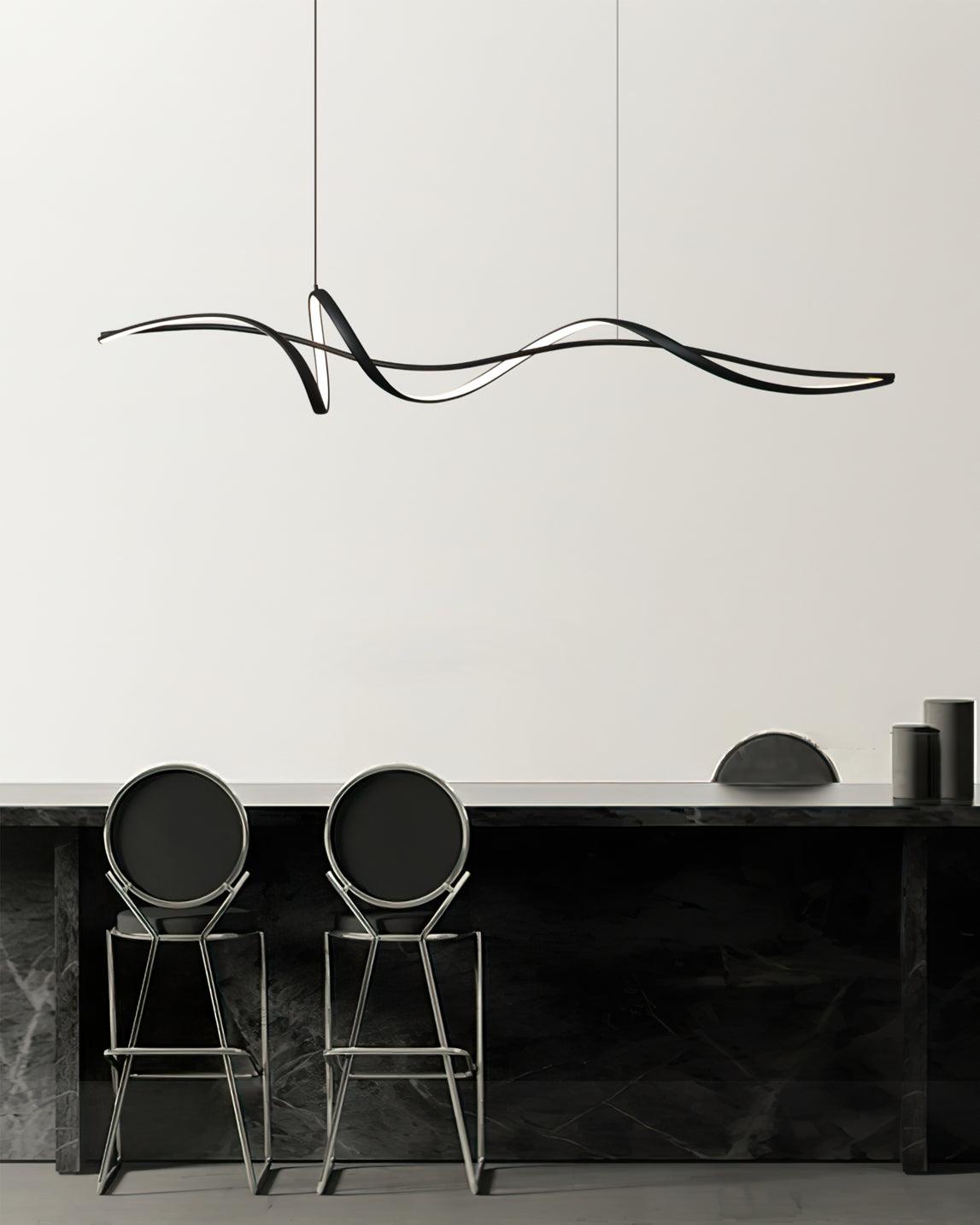 Aveline Moderne Schwarze LED Wellen-Pendelleuchte-Letslighting