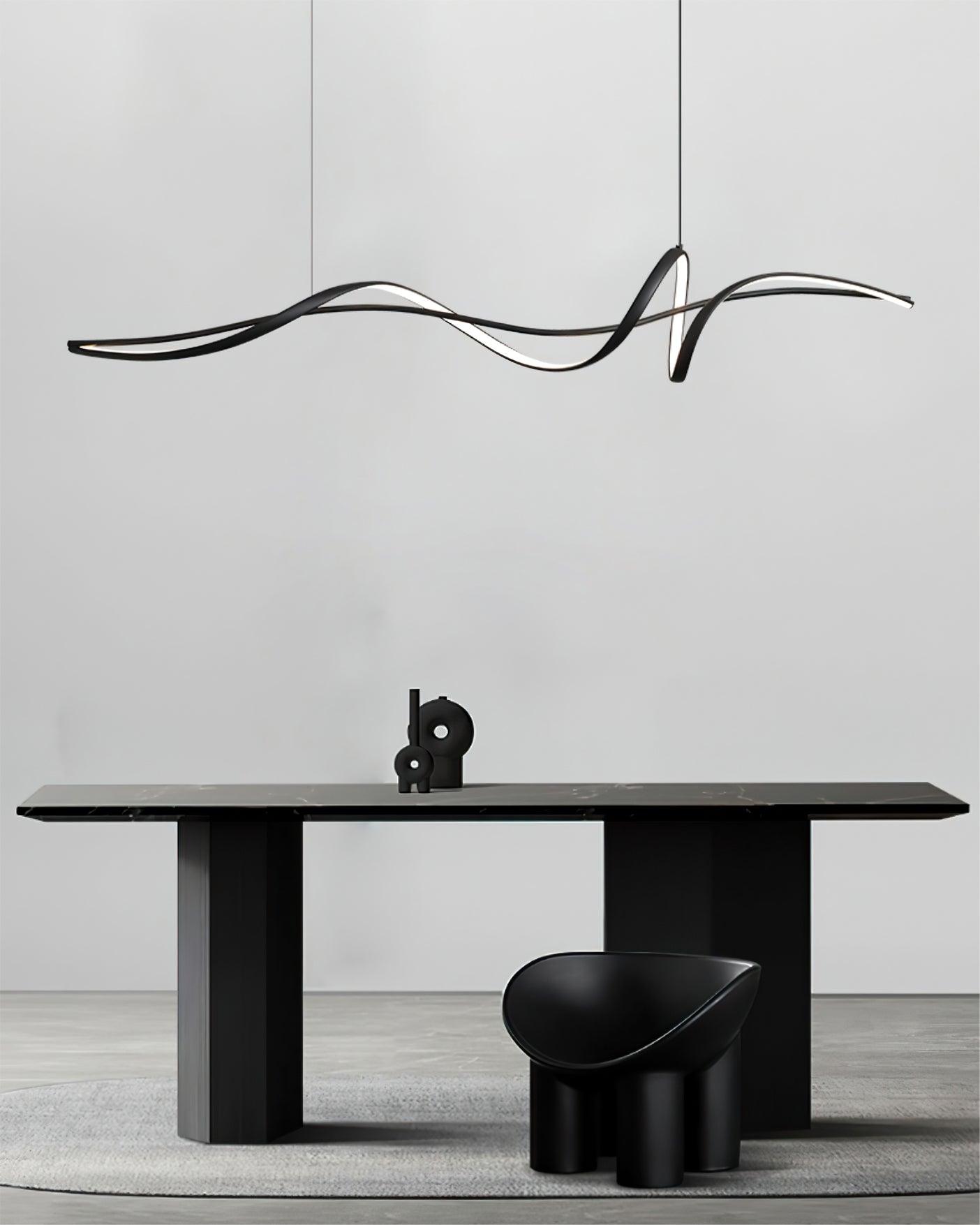 Aveline Moderne Schwarze LED Wellen-Pendelleuchte-Letslighting