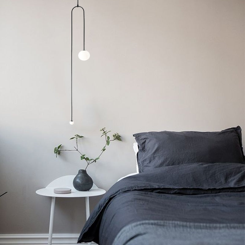 Avi Minimalistische LED Pendelleuchte Schlafzimmer Schwarz Glas