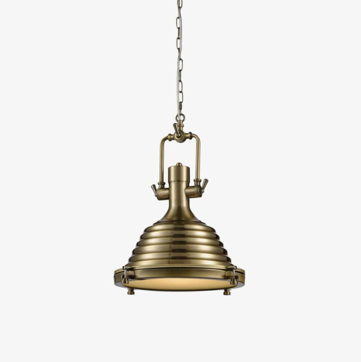Solara Pendant Lamp Brass Ribbed Dome Industrial - Letslighting
