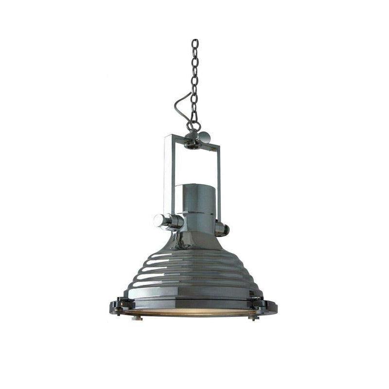 Solara Pendant Lamp Brass Ribbed Dome Industrial - Letslighting