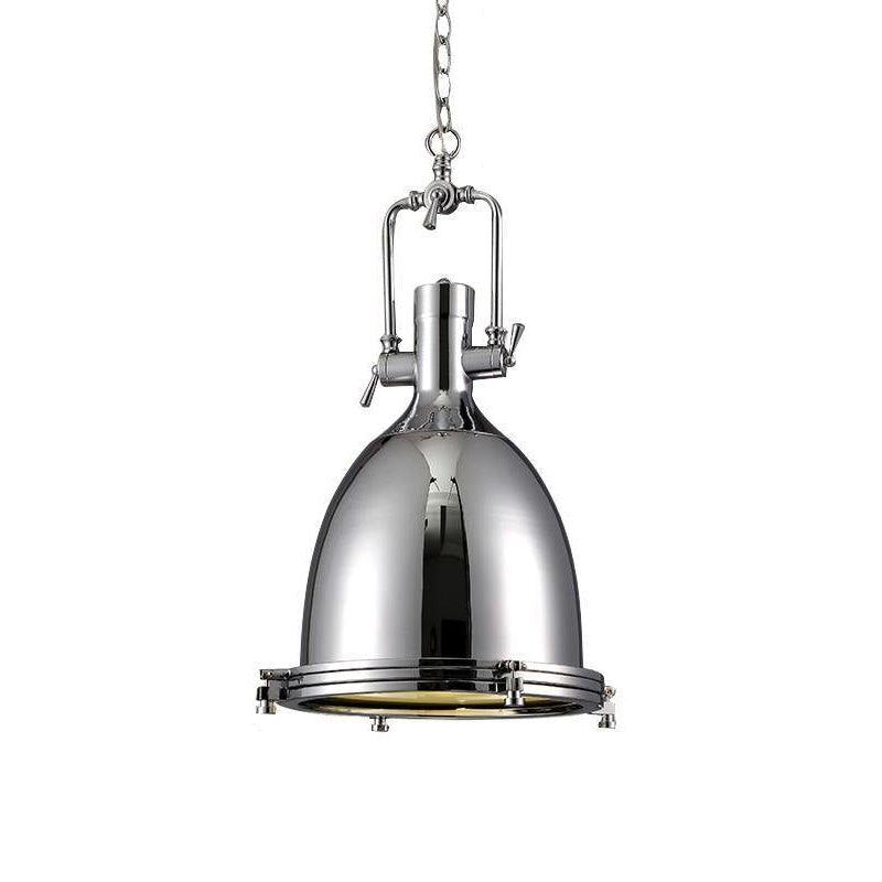 Solara Pendant Lamp Brass Ribbed Dome Industrial - Letslighting