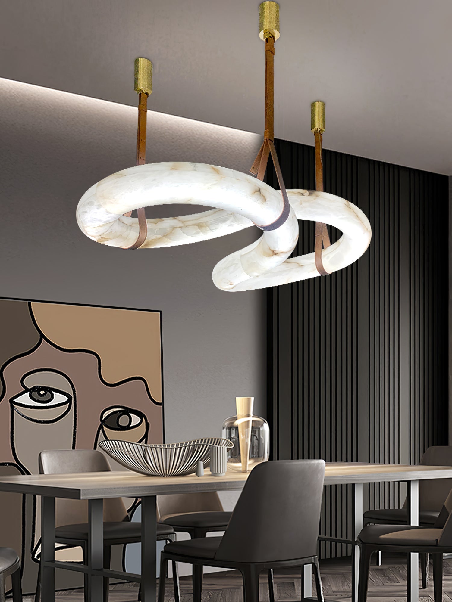 Althaen Postmodern Luxury Brown Alabaster Chandelier - Letslighting