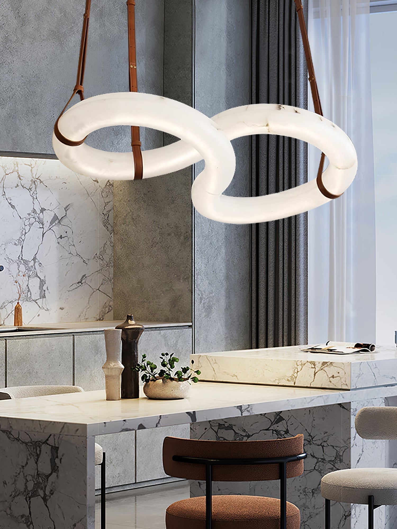 Althaen Postmodern Luxury Brown Alabaster Chandelier - Letslighting