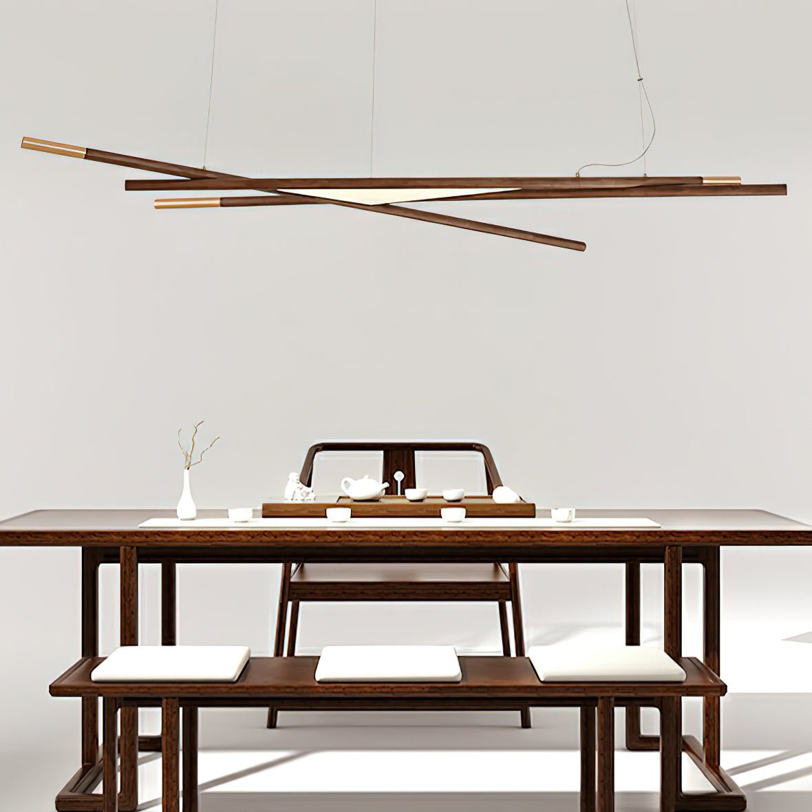 Aurora Kronleuchter Holz Linear LED-Letslighting