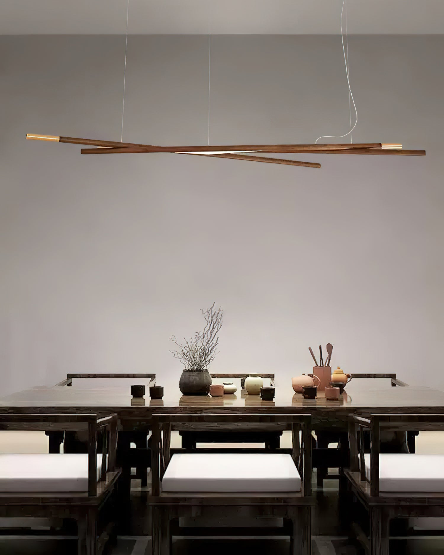 Aurora Kronleuchter Holz Linear LED-Letslighting