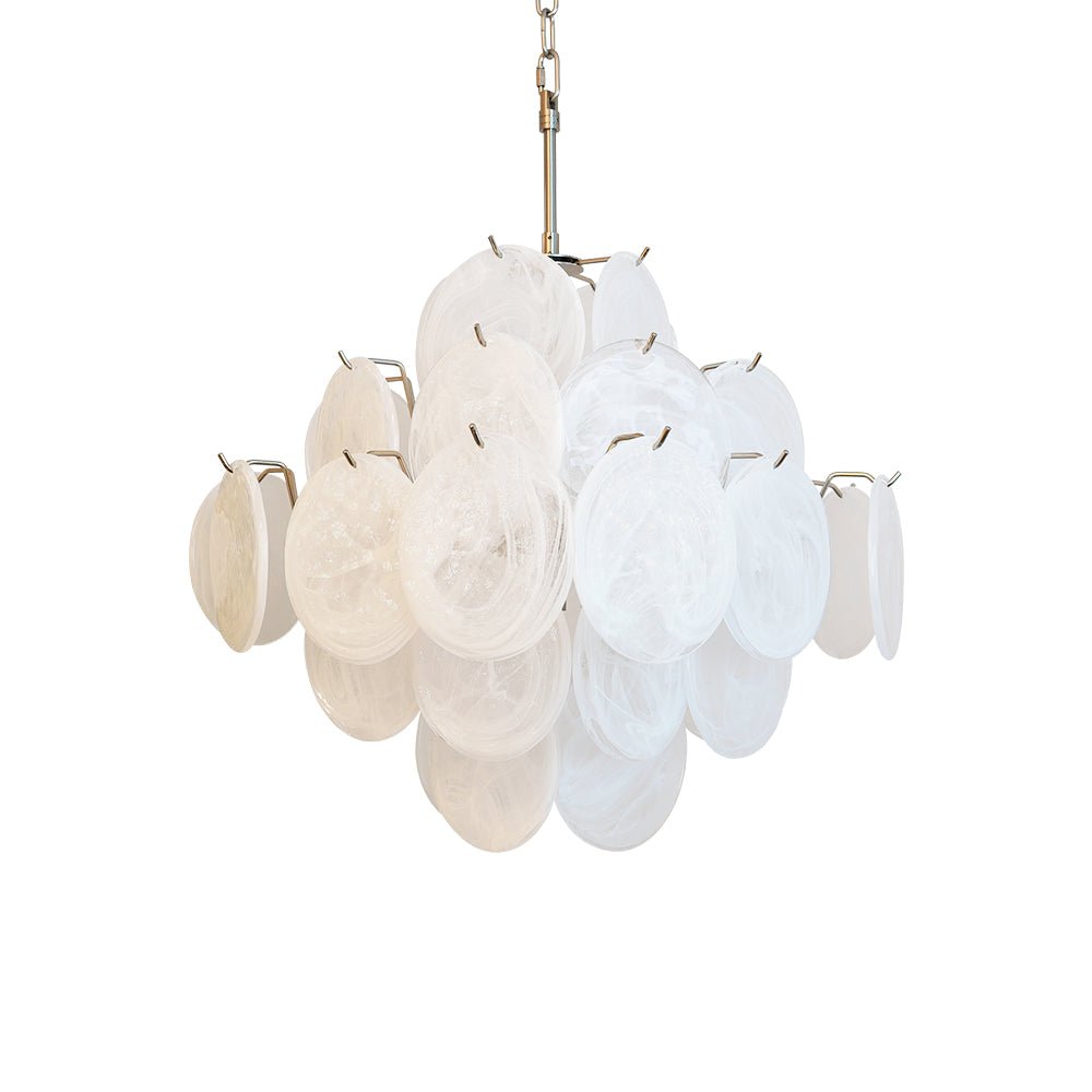 Aurora Chandelier White Murano Glass Disc Cluster - Neutralighting