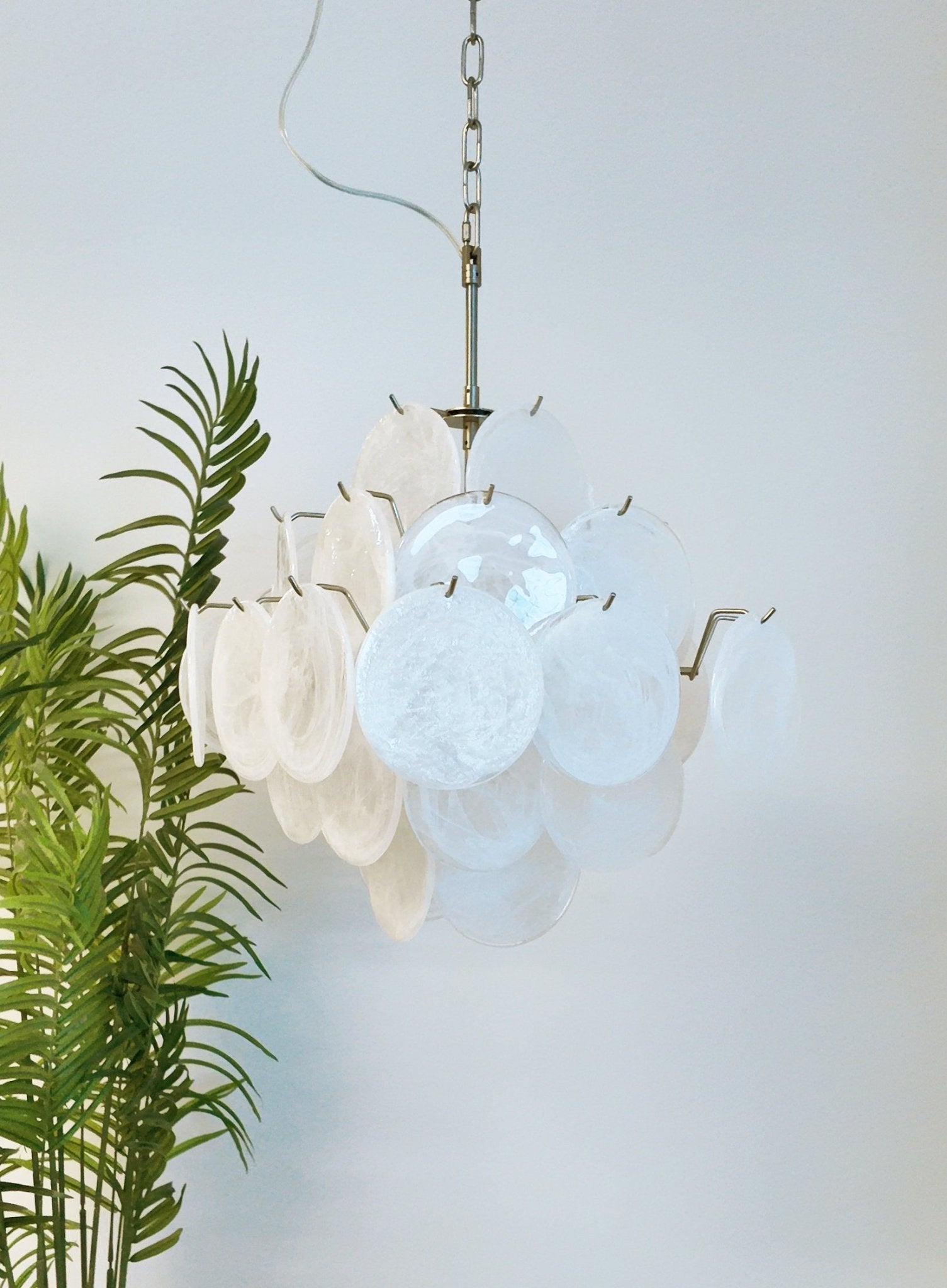 Aurora Chandelier White Murano Glass Disc Cluster - Neutralighting