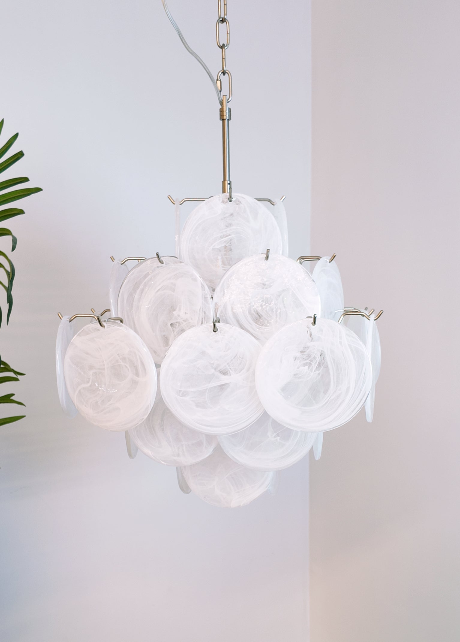 Aurora Chandelier White Murano Glass Disc Cluster - Neutralighting