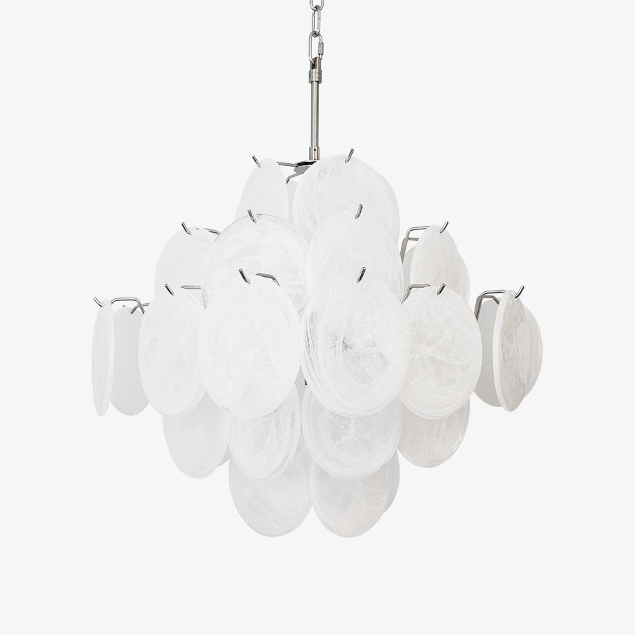 Aurora Chandelier White Murano Glass Disc Cluster - Neutralighting