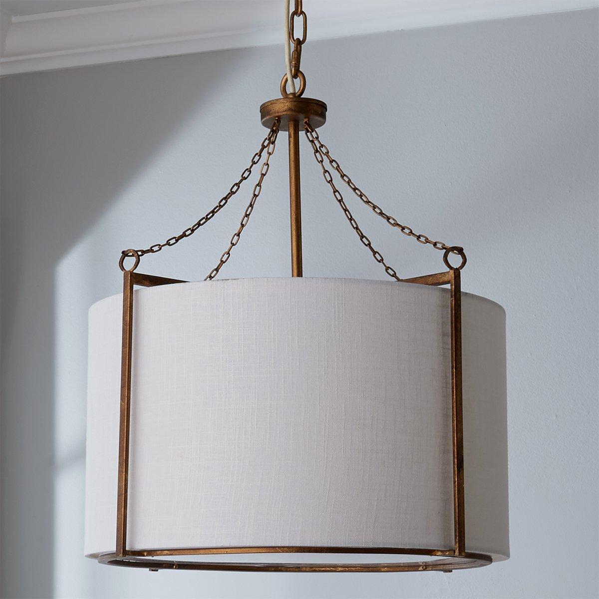 Ivloria Industrieller Vintage Kronleuchter aus Messing mit Stoffbezug-Letslighting
