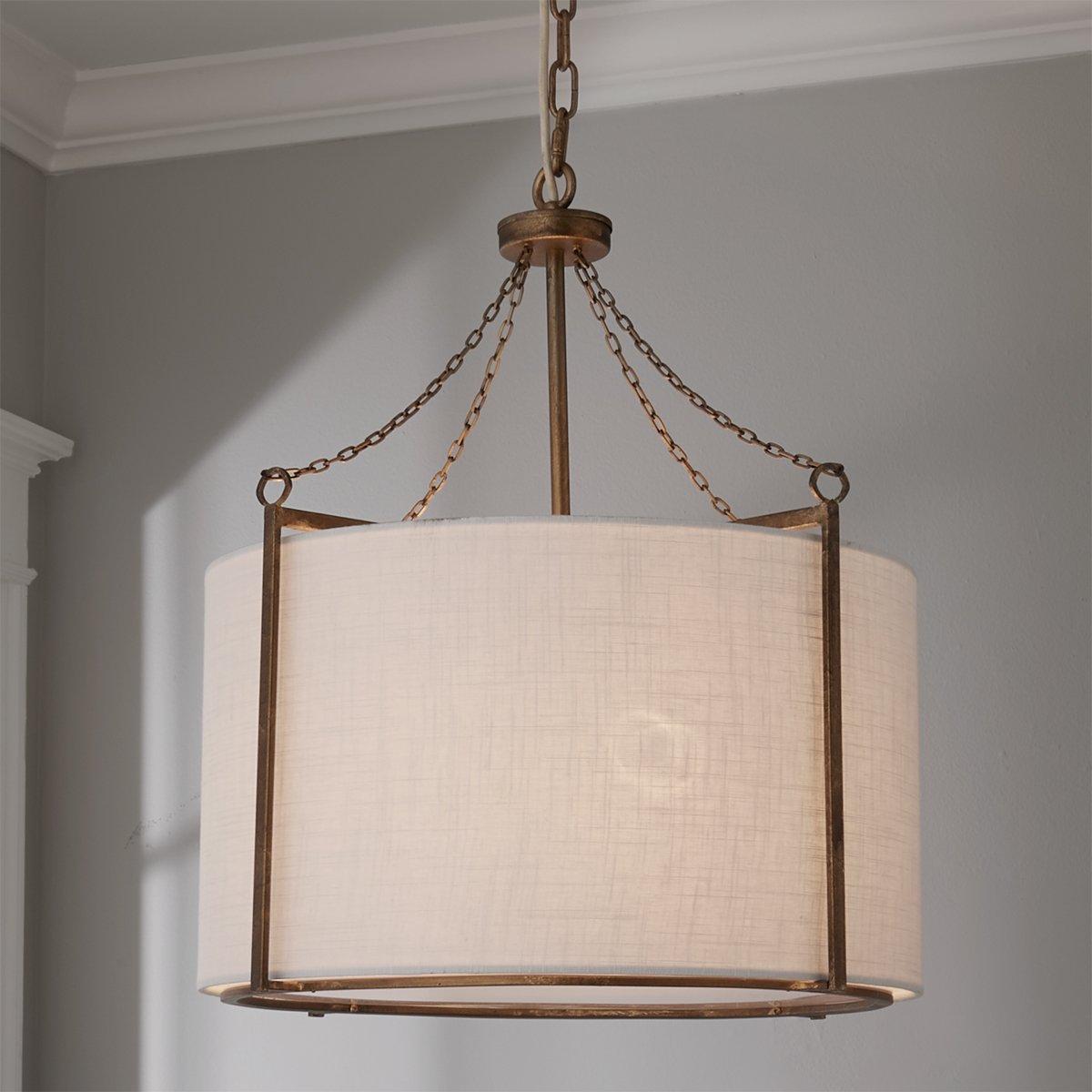 Ivloria Industrieller Vintage Kronleuchter aus Messing mit Stoffbezug-Letslighting
