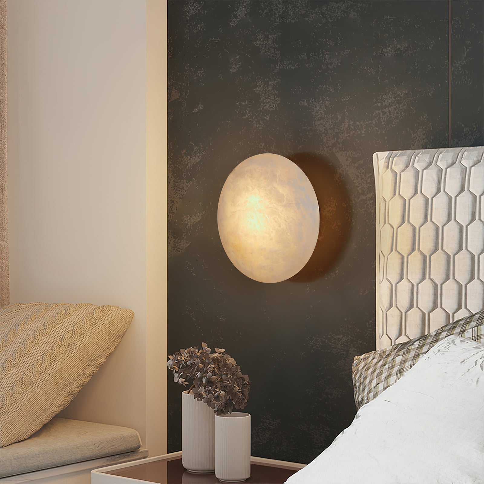 Ilvinan Modern Minimalist Single Alabaster Wall Lamp - Letslighting