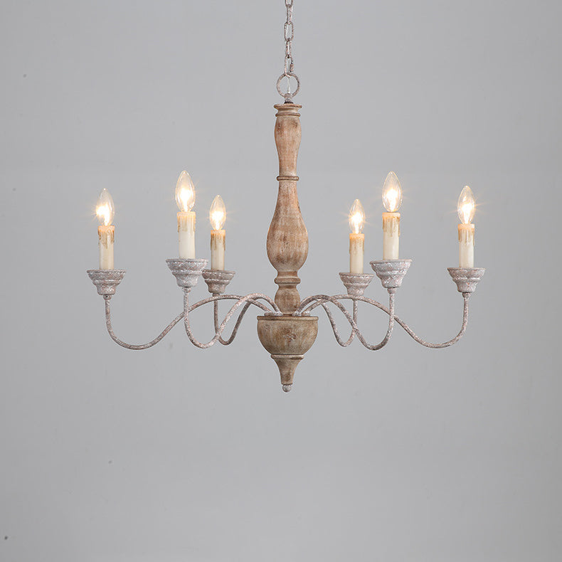 Eurloryra Holz Vintage Kerze Handgeschnitzt Kronleuchter-Letslighting