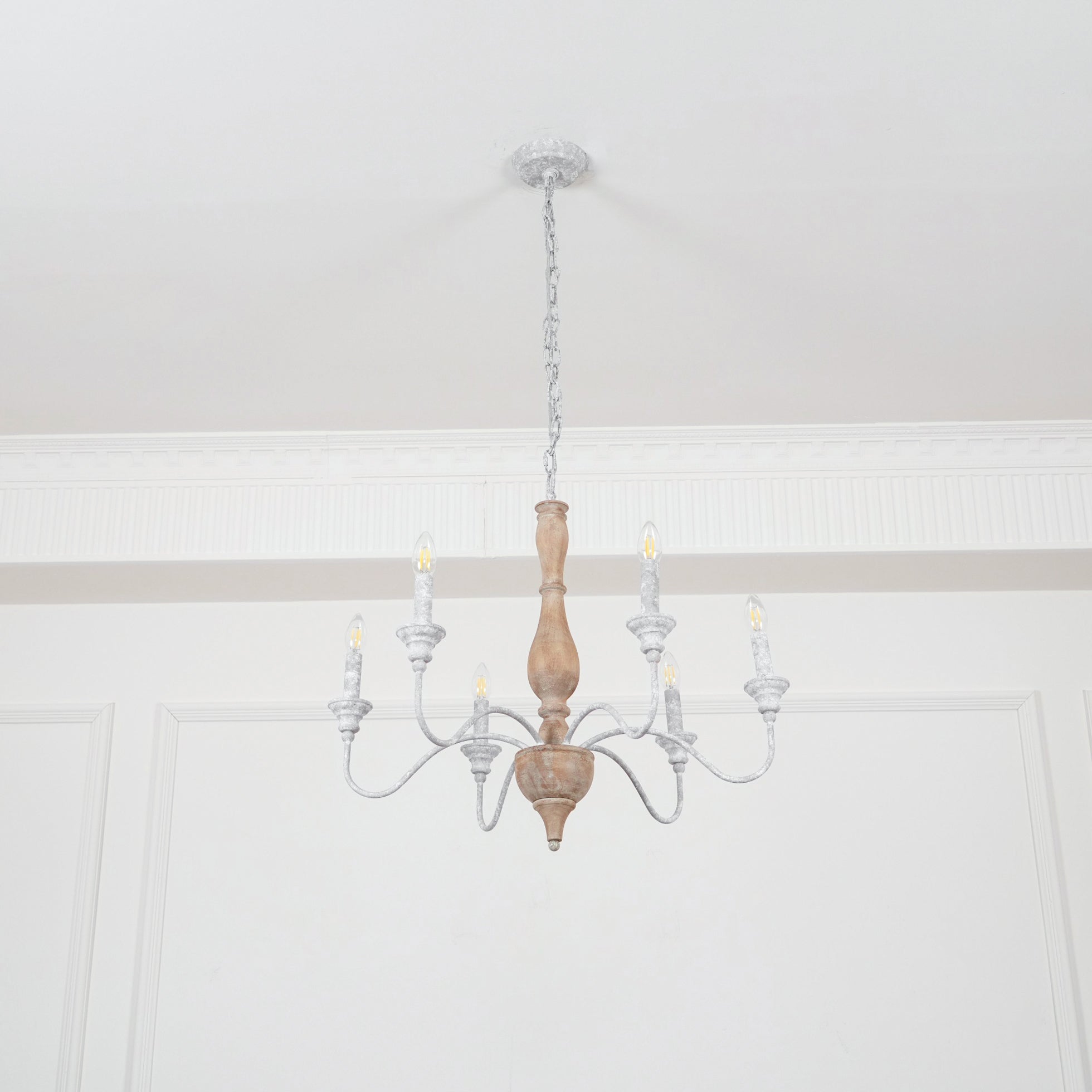 Eurloryra Holz Vintage Kerze Handgeschnitzt Kronleuchter-Letslighting