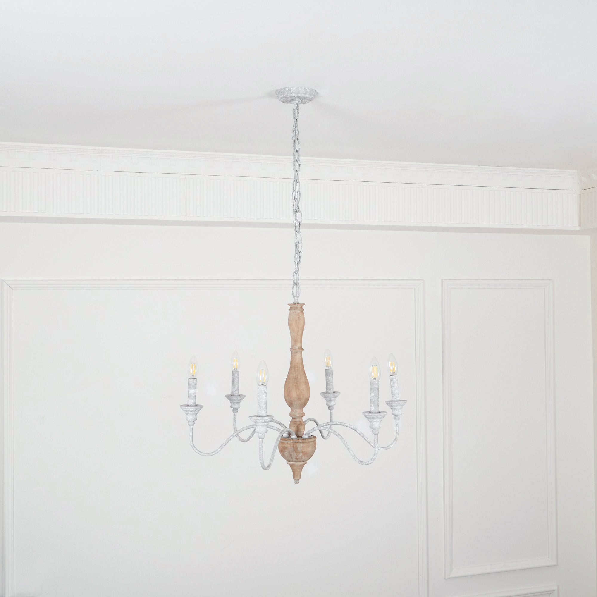 Eurloryra Holz Vintage Kerze Handgeschnitzt Kronleuchter-Letslighting