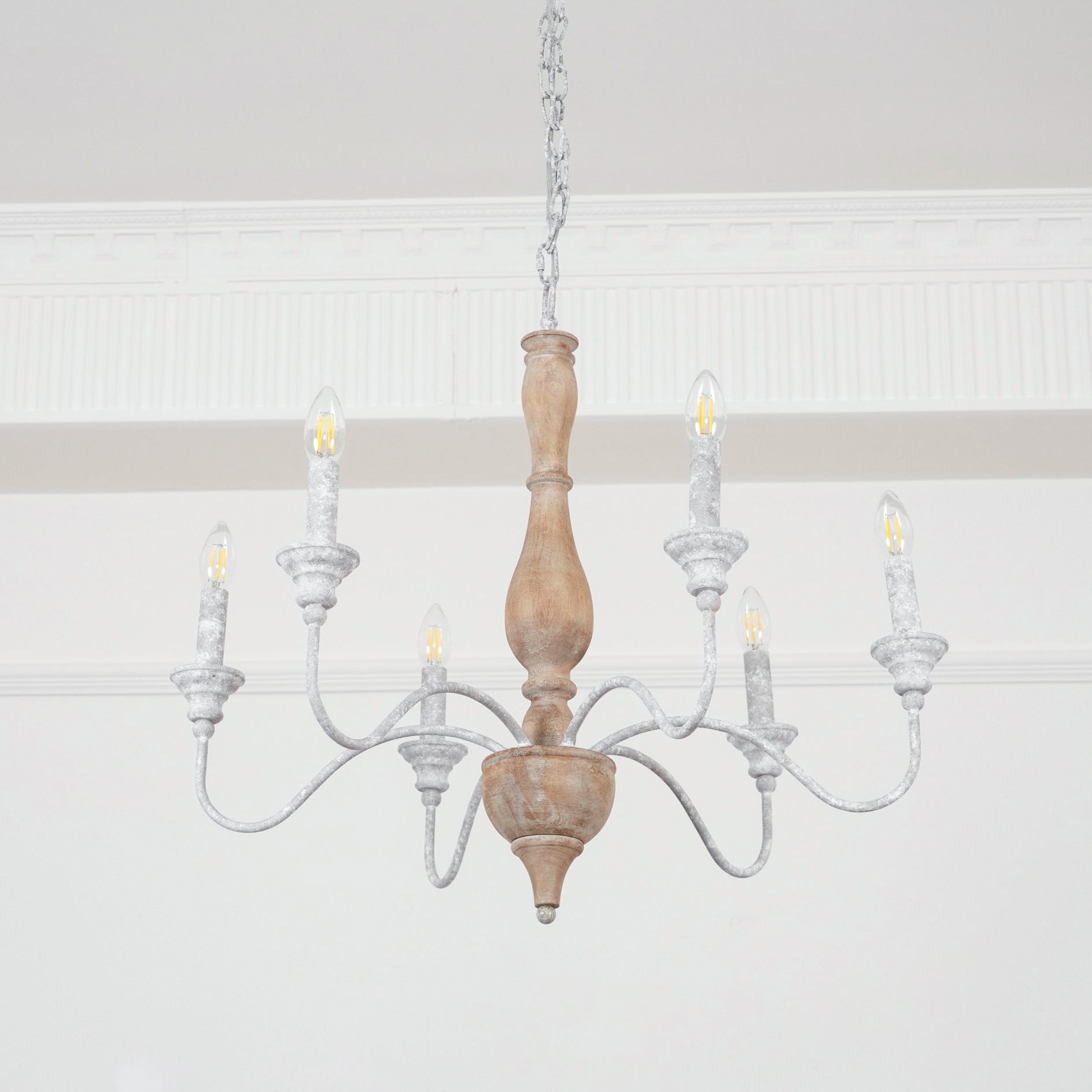Eurloryra Holz Vintage Kerze Handgeschnitzt Kronleuchter-Letslighting
