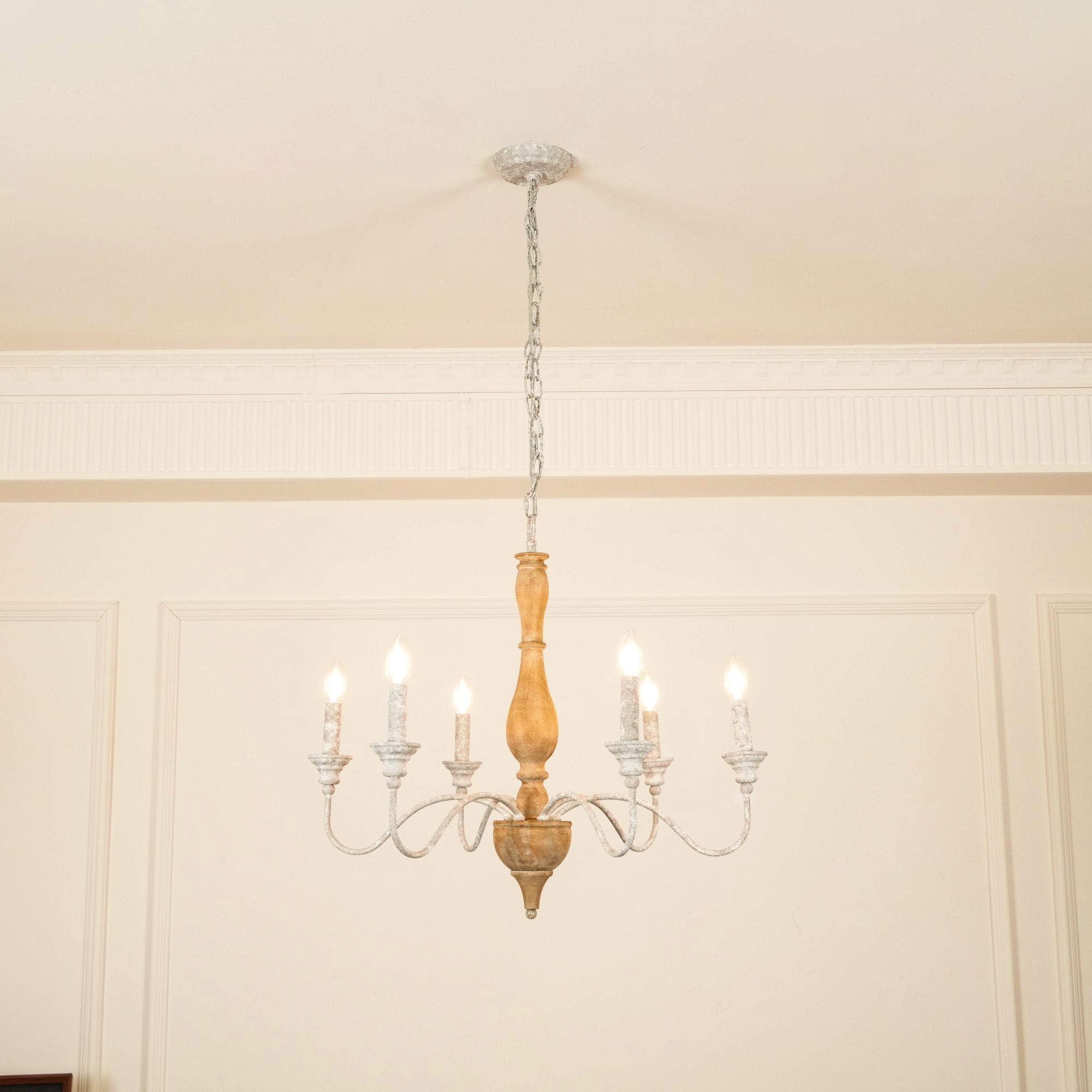 Eurloryra Holz Vintage Kerze Handgeschnitzt Kronleuchter-Letslighting